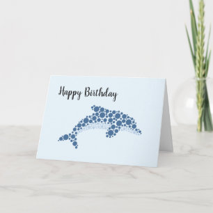 Cartão Feliz Aniversário Golfinho Em Pontos