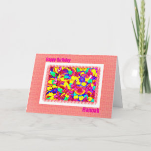 Cartão Feliz Aniversário Hannah em Pachy Pink