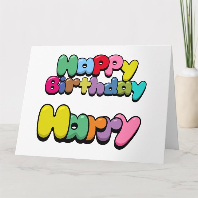 Cartão Feliz aniversário Harry (Frente)