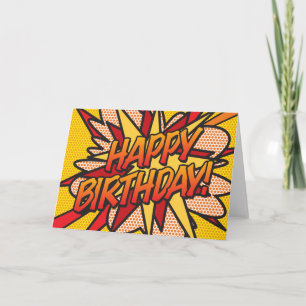 Cartão FELIZ ANIVERSÁRIO História em Quadrinhos Pop Art
