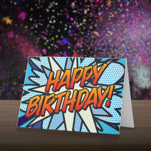 Cartão FELIZ ANIVERSÁRIO História em Quadrinhos Pop Art
