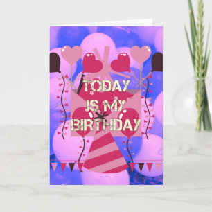 Cartão Feliz Aniversário Hoje é o meu Aniversário Balões 