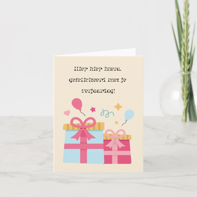 Cartão Feliz Aniversário Holandês (Frente)