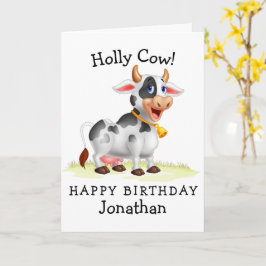 Cartão Feliz aniversário, Holly Cow!