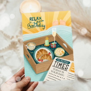 Cartão Feliz Aniversário Homem Relaxar Bolo Marido Pai