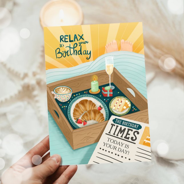 Cartão Feliz Aniversário Homem Relaxar Bolo Marido Pai  (Criador carregado)