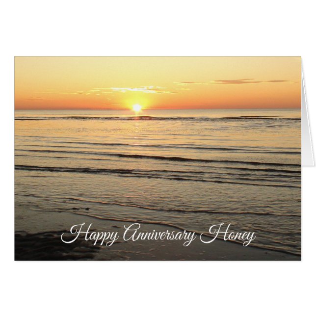 Cartão Feliz Aniversário Honey Ocean Sunset Card (Frente Horizontal)