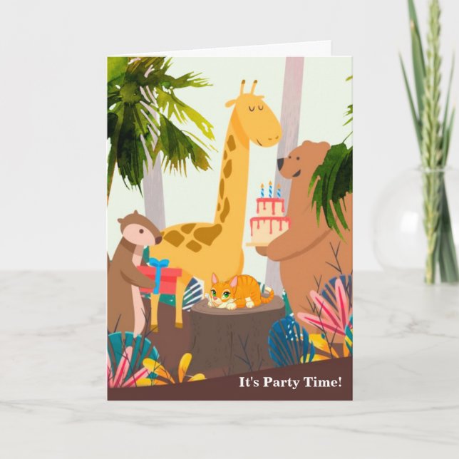 Cartão Feliz Aniversário Hora da Festa (Frente)