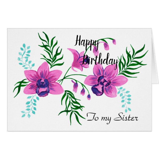 Cartão Feliz Aniversário Irmã (Frente Horizontal)