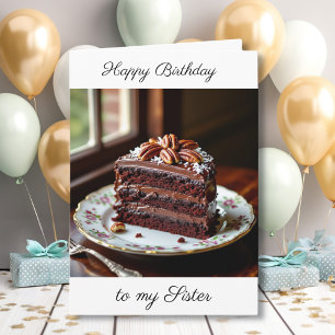 Cartão Feliz Aniversário Irmã Bolo de Chocolate