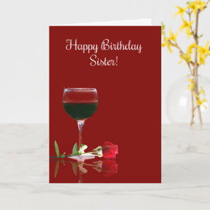 Cartão Feliz Aniversário Irmã Engraçada Vinho Com Cart