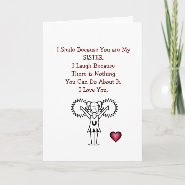 Cartão Feliz Aniversário Irmã - Eu Sorrio (Frente)