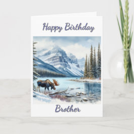 Cartão Feliz aniversário, Irmão Mose, no inverno