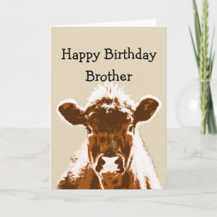 Cartão Feliz Aniversário Irmão Vaca Humor Piada