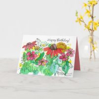 Feliz Aniversário Jardim de Verão Brilhante Flores