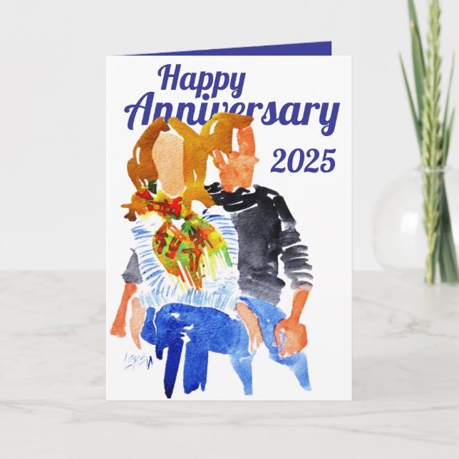 Cartão Feliz Aniversário Jeans Azuis e Suéteres (Frente)