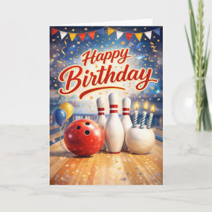 Cartão Feliz Aniversário - jogador de boliche
