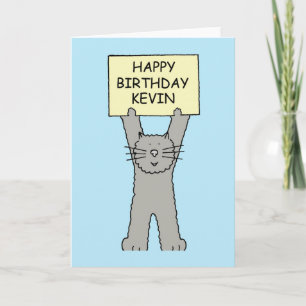 Cartão Feliz aniversário Kevin Cartoon Cat