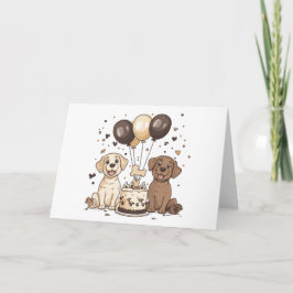 Cartão Feliz Aniversário Labrador Cachorros de Retriever