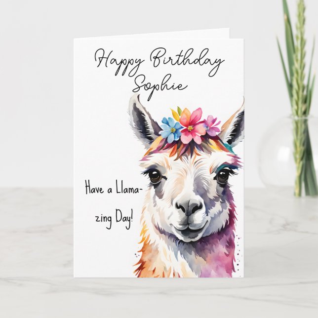 Cartão Feliz aniversário, Lama Card (Frente)