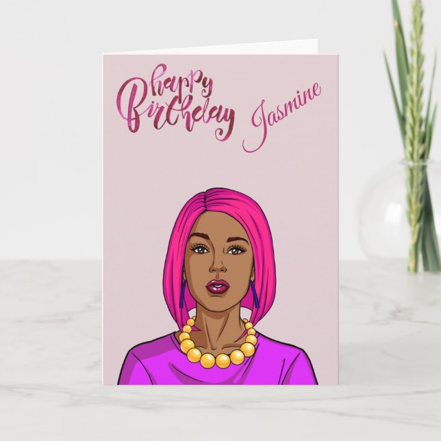 Cartão Feliz Aniversário Latina Étnica (Frente)