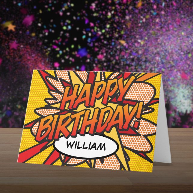 Cartão FELIZ ANIVERSÁRIO Legal Livro de BD (HAPPY BIRTHDAY Fun Cool Comic Book Card)