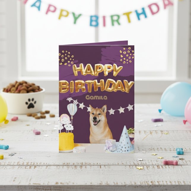 Cartão Feliz Aniversário Legal Shiba Inu Card (Happy Birthday Cool Shiba Inu Card)