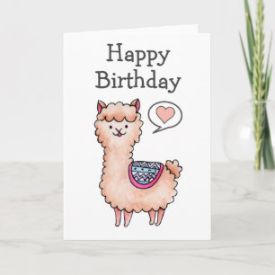 Cartão Feliz Aniversário Lhama