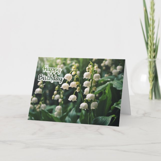 Cartão Feliz aniversário Lily das Flores do Vale (Frente)
