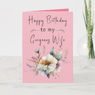 Cartão Feliz aniversário linda esposa floresce rosa