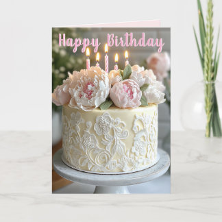 Cartão Feliz Aniversário Lindas Peônias