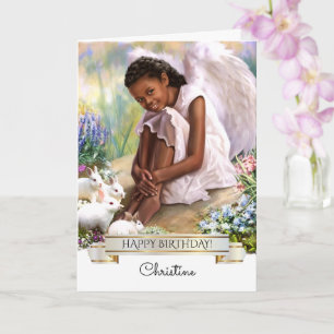 Cartão Feliz aniversário. Little Angel   Nome personaliza