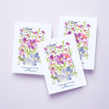 Feliz Aniversário Mãe Aquarela Flor Silvestre  
