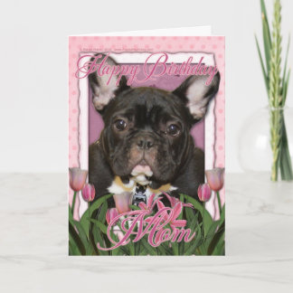 Cartão Feliz Aniversário Mãe - Cachorro Francês - Teal