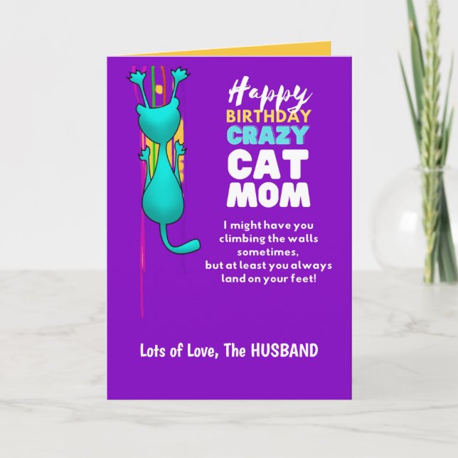 Cartão Feliz aniversário Mãe de GATO da esposa pelo marid (Frente)