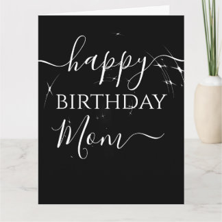 Cartão Feliz Aniversário Mãe Estrelas em Preto Personaliz