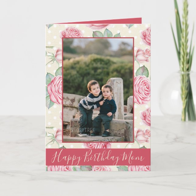 Cartão Feliz aniversário Mãe Floral (Frente)