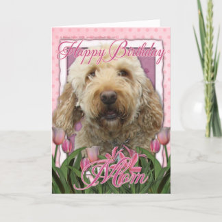 Cartão Feliz Aniversário Mãe - Goldendoodle