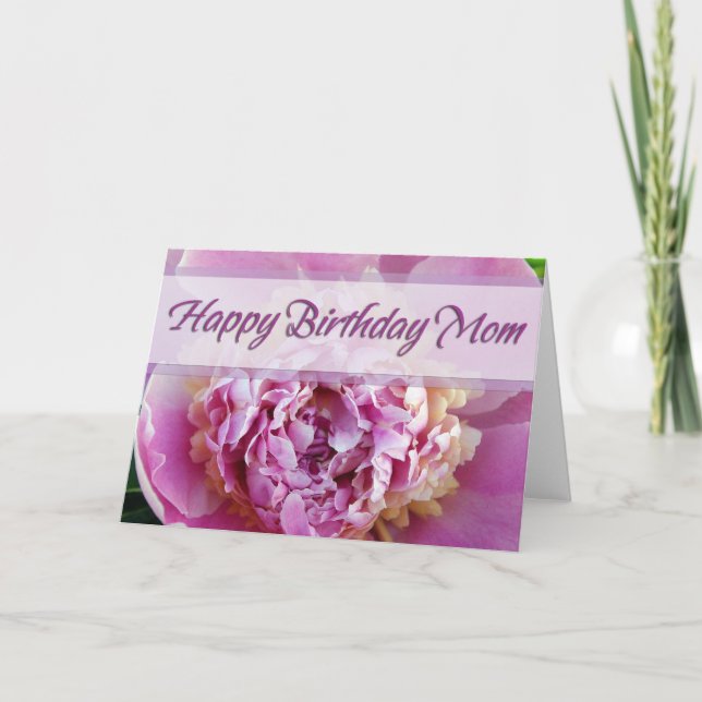 Cartão Feliz aniversário Mãe Peony (Frente)