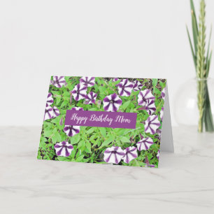 Cartão Feliz aniversário Mãe Púrpura Petunias