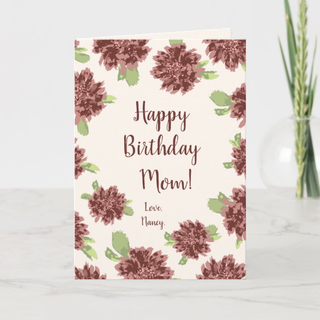 Cartão Feliz Aniversário Mãe - Quadro Vermelho das Díssia (Frente)