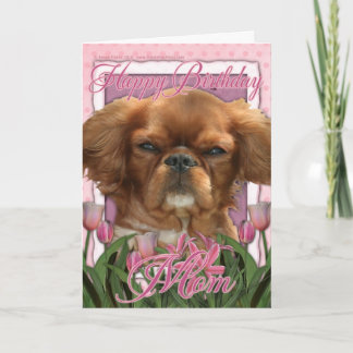 Cartão Feliz aniversário Mãe - Rei Charles Cavalier - Rub
