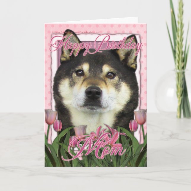 Cartão Feliz aniversário Mãe - Shiba Inus - Yasha (Frente)