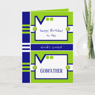 Cartão Feliz Aniversário Mais Legal Padrinho Azul e Verde