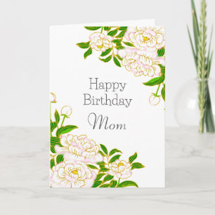 Cartão Feliz Aniversário Mamãe Flor Branca