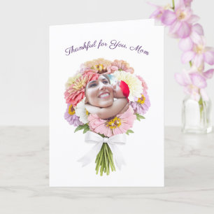 Cartão Feliz Aniversário Mamãe Foto Buquê Floral Cristão