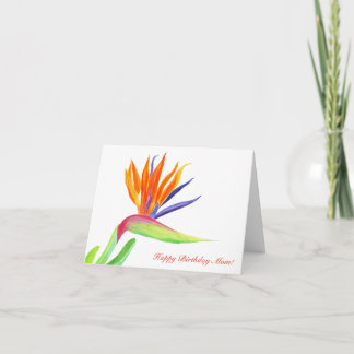 Cartão Feliz Aniversário Mamãe Watercolor Ave do Paraíso