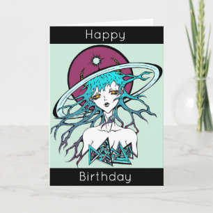 Cartão Feliz Aniversário mangá espaço original