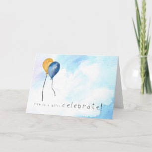 Cartão Feliz Aniversário Mão pintada de balões de aquarel