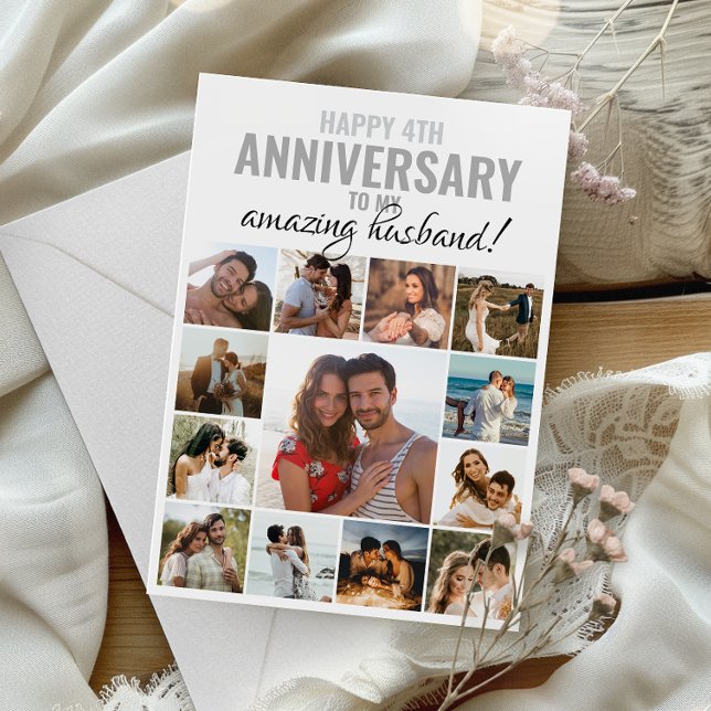 Cartão Feliz Aniversário Marido | Foto da Colagem da Espo (Capture cherished moments and heartfelt love in one beautifully designed card.)